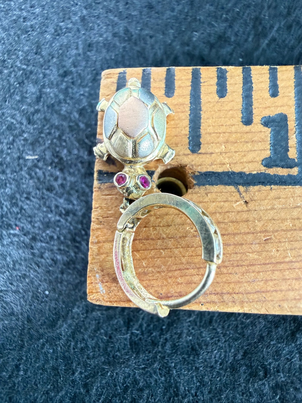 14K Tri Color Gold CZ Turtle Drop Dangle Huggies Hoop Earrings 3.7 Grams - Picture 13 of 16